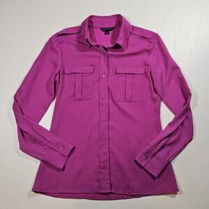 Banana Republic Women's Bright Pink Roll Tab Sleeve Career Business Casual XS